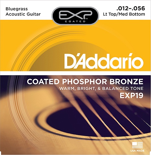 D'Addario EXP19 Coated Phosphor Bronze   . , L. Top/M. Bottom/Bluegrass, 12-56