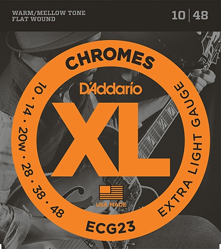 D'Addario ECG23 Chromes Flat Wound    , Extra Light, 10-48