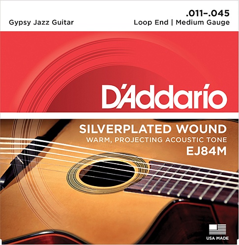 D'Addario EJ84M Gypsy Jazz Комплект струн для акустической гитары, петли на концах, Medium, 11-45