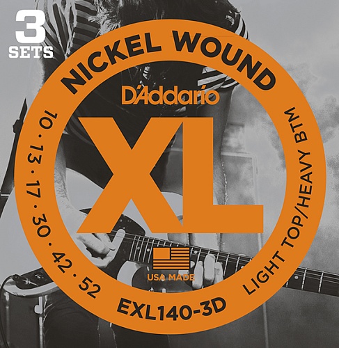 D'Addario EXL140-3D Nickel Wound   , Light Top/Heavy Bottom, 10-52, 3 