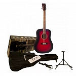 Фото:Beaumont DG80K/RDS  Набор: Акустическая гитара,цветкрасный, чехол, подставка, струны