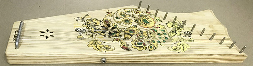 Мозеръ GWS-121S-EAY Гусли, 12 струнные, со звукоснимателем, цвет ель, петриковская роспись