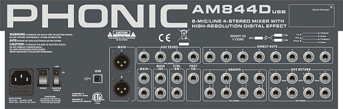 Phonic AM 844D USB Микшерный пульт с DFX и USB интерфейсом