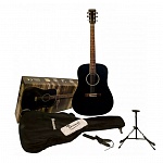 Фото:Beaumont DG80K/BK  Набор: Акустическая гитара, цветчёрный ,чехол, подставка, струны