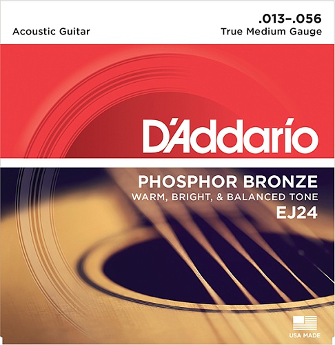 D'Addario EJ24 Phosphor Bronze Комплект струн для акустической гитары, ф/бронза, True Medium, 13-56