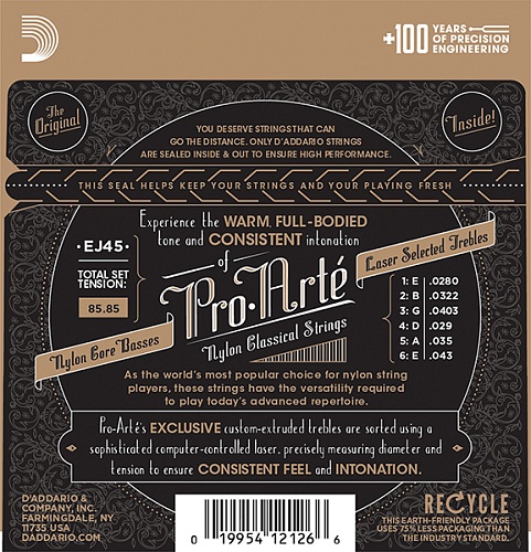 D'Addario EJ45 PRO ARTE Струны для классической гитары \