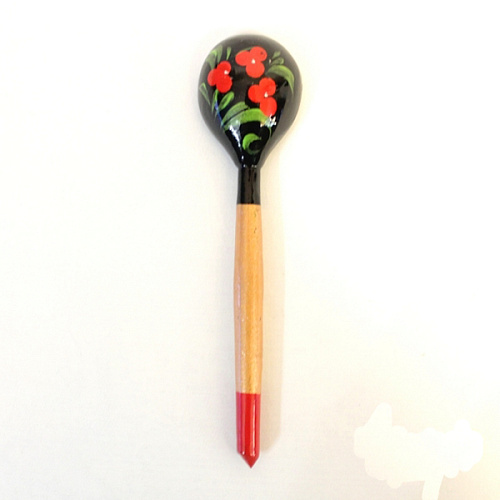 Хохлома LHL6502 Деревянная ложка детская, роспись "Чернушка"