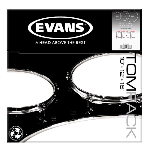Evans ETP-G14CLR-R G14 Clear Rock      10"/12"/16"