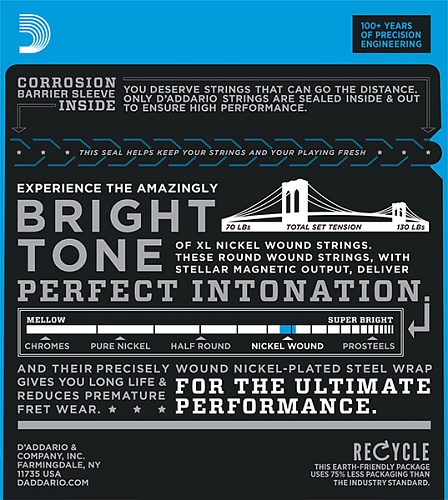 D'Addario EXL125 XL NICKEL WOUND Струны для электрогитары, 9-46