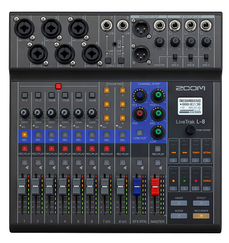 Zoom L-8 LiveTrak Многофункциональная цифровая консоль для микширования, звукозаписи, мониторинга