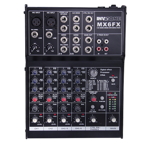 Invotone MX6FX Микшерный пульт 2 микрофонных входа XLR