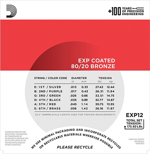 D'Addario EXP12 COATED 80/20     Medium 13-56 D`Addario