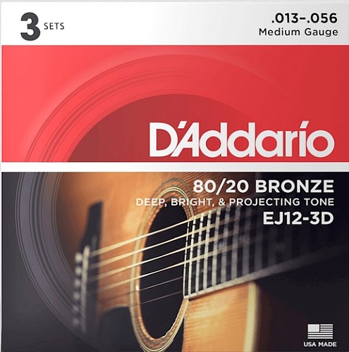 D'Addario EJ12-3D Bronze 80/20    , , 13-56, 3 
