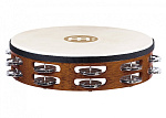 Фото:Meinl TAH2WB Traditional Тамбурин 10", с кожей, 2 ряда бубенцов, коричневый