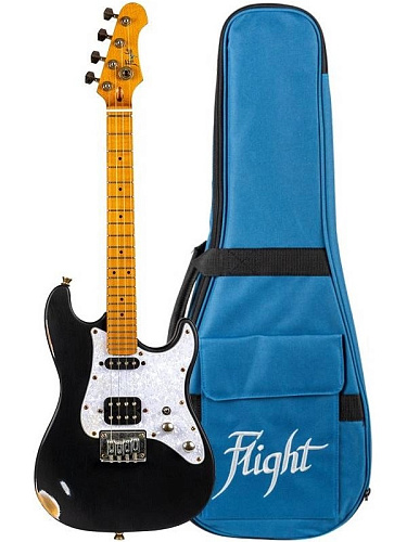 Flight Pathfinder Tenor BK Relic Электроукулеле, стратокастер, тенор, чехол