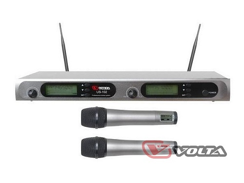 Volta US-102 (600-636MHZ) Микрофонная 100-канальная радиосистема с двумя ручными динамическими микрофонами