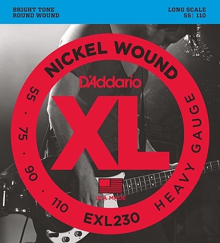 D'Addario EXL230 XL NICKEL WOUND Струны для бас-гитары Long Heavy 55-110 D`Addario