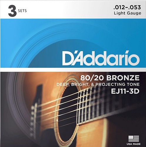 D'Addario EJ11-3D Bronze 80/20    , , 12-53, 3 
