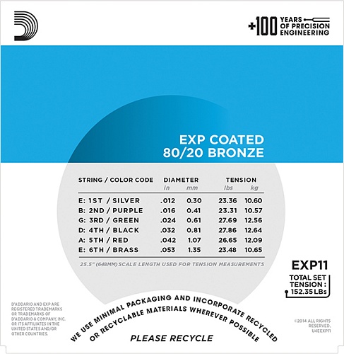 D'Addario EXP11 COATED 80/20     Light12-53 D`Addario