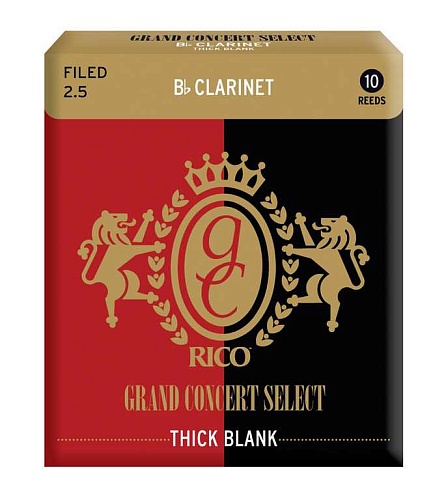 Rico RGT10BCL250 Grand Concert Select Thick Blank Трости для кларнета Bb, размер 2.5, 10шт