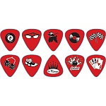 Фото:D'Andrea RPRKM RockaBilly Упаковка медиаторов, 12шт, красные, с рисунком, средние