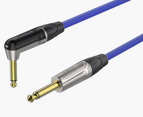 Roxtone TGJJ110-TBU/3 Кабель инструментальный, темно синий, 6.3 mono Jack прямой/угловой, 3 м
