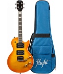 Фото:Flight Centurion Tenor VB Электроукулеле, Les Paul, тенор, цвет Vintage Burst, чехол
