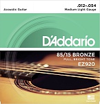 Фото:D'Addario EZ920 AMERICAN BRONZE 85/15 Струны для акустической гитары, 12-54