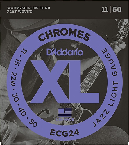 D'Addario ECG24 Chromes Flat Wound    , Jazz Light, 11-50