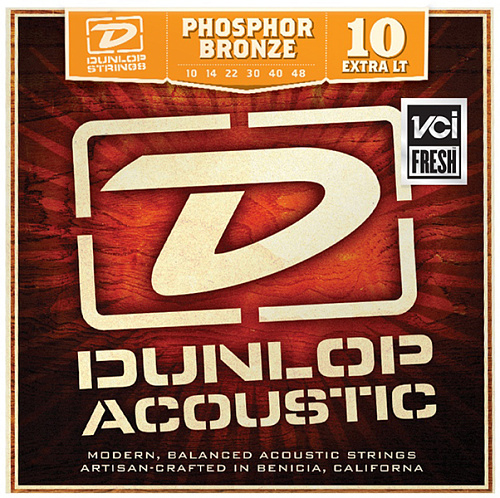 Dunlop DAP1048 Комплект струн для акустической гитары, фосф. бронза, Extra Light, 10-48