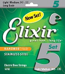 Фото:Elixir 14782 NANOWEB Комплект струн для 5-струнной бас-гитары, нержавеющая сталь, Light/Medium, 45-135
