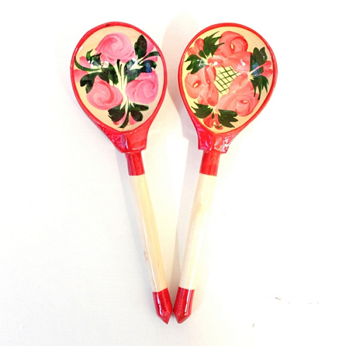 Хохлома LHL6601 Деревянная ложка полубаская, роспись "Матрешка"