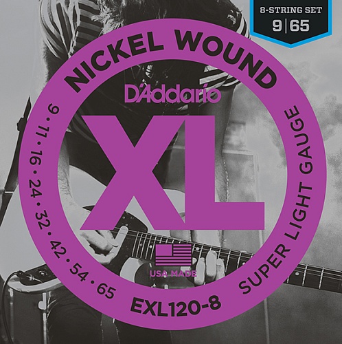D'Addario EXL120-8 Nickel Wound    8- , Super Light, 9-65