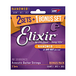 Фото:Elixir 16539 NANOWEB Струны для акустической гитары, 12-53, 3 комплекта