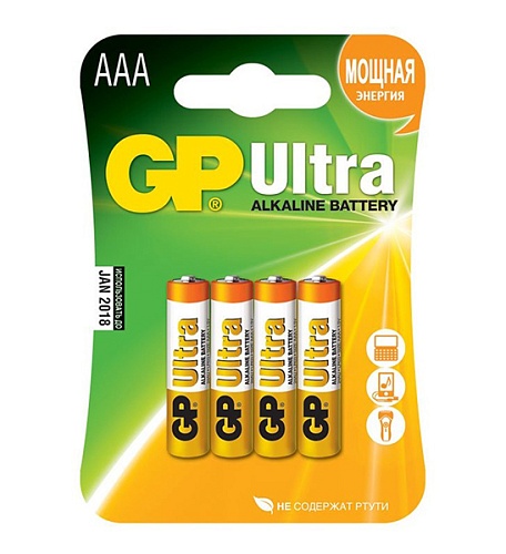 GP24AU-2CR4 Ultra Элемент питания ААА, алкалиновый, 4шт, GP