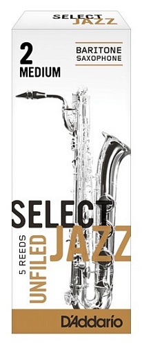Rico RRS05BSX2M Select Jazz Unfiled Трости для саксофона баритон, размер 2, средние (Medium), 5 шт