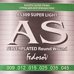 Фото:Fedosov AS309 Silverplated Round Wound Комплект струн для акустической гитары, п/медь, 9-45