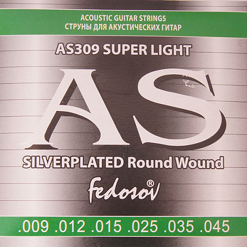 Fedosov AS309 Silverplated Round Wound Комплект струн для акустической гитары, п/медь, 9-45