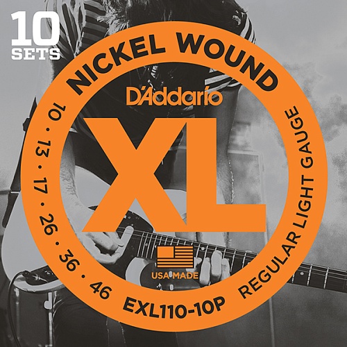 D'Addario EXL110-10P Nickel Wound   , Regular Light, 10-46, 10 