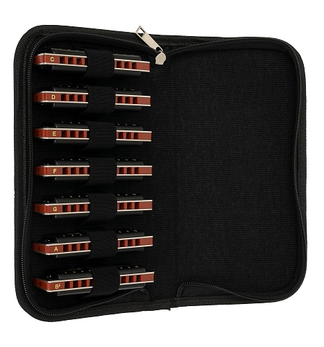 Cascha HH-2224 Professional Blues Набор из 7 губных гармошек (C-D-E-F-G-A-Bb), с футляром