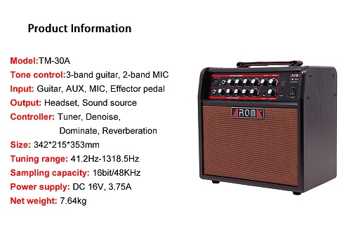 Aroma TM-30A Портативный усилитель акустической гитары