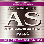Фото:Fedosov AS312 Silverplated Round Wound Комплект струн для акустической гитары, п/медь, 12-54