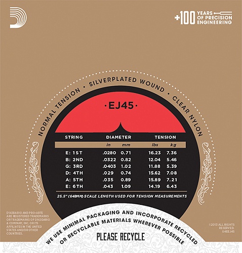 D'Addario EJ45 PRO ARTE Струны для классической гитары \