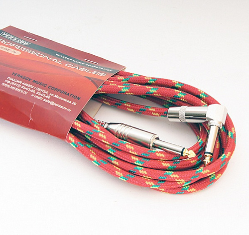 Yerasov 3LUXE-5m-RD Кабель инструментальный, 5м, прямой/угловой, красный