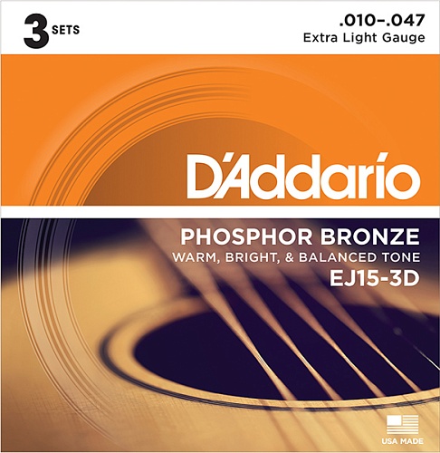 D'Addario EJ15-3D PHOSPHOR BRONZE   3      
