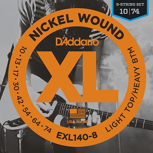 D'Addario EXL140-8 Nickel Wound    8- , Light/Heavy, 10-74