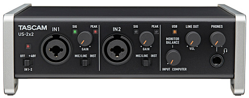 TASCAM US-2X2TP Комплект: интерфейс US-2x2, наушники TH-02, конденсаторный микрофон TM-80
