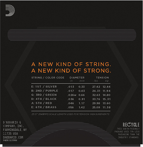 D'Addario NYXL1356W NYXL Комплект струн для электрогитары, Medium, опл.3-ей струны, 13-56