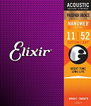 Фото:Elixir 11026 NANOWEB Струны для акустической гитары, 25 комплектов, бронза 80/20, 11-52