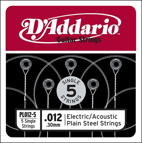 D'Addario PL012-5 Plain Steel      012, 5 